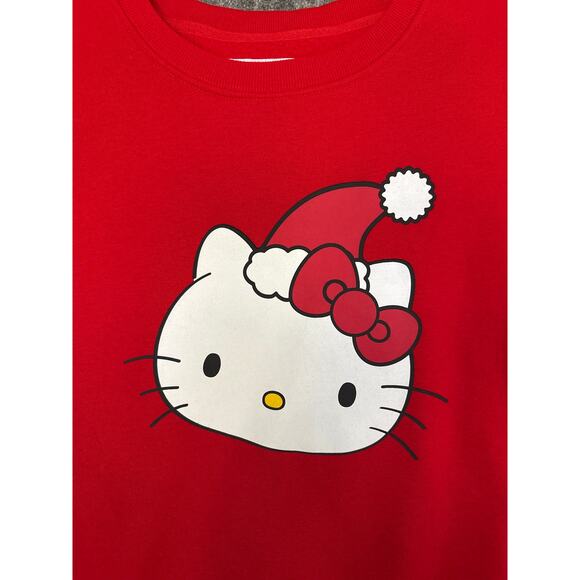 Hello Kitty Christmas Hat Crewneck Sweatshirt Women’s XL Red Sanrio Holidays - Picture 3 of 5